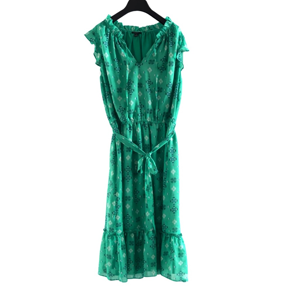 Ann Taylor Factory Green Floral Midi Dress
